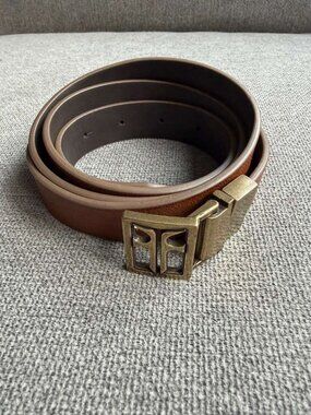 Frye Black Leather Belt Brown with Brass Buckle
